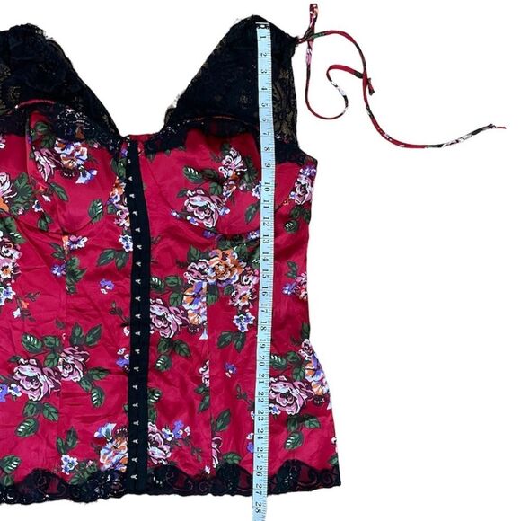 Torrid Satin Floral Corset Bustier Style Camisole Top Babydoll Lace Trim Sz 3 - Picture 8 of 10